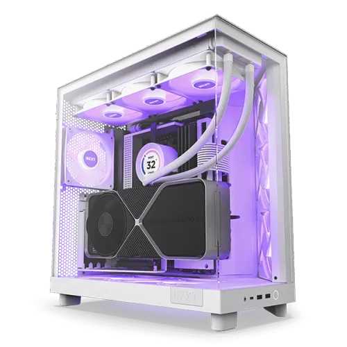 NZXT H6 Flow RGB Dual-Chamber Mid-Tower Airflow Case with RGB Fans WHITE/BLACK