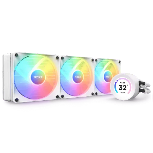 NZXT Kraken Elite 360 RGB White Liquid Cooler with LCD Display & RGB Fans