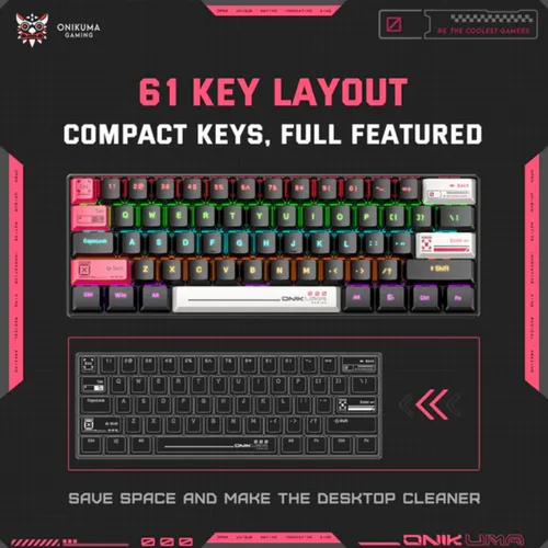 ONIKUMA G55 gaming mechanical keyboard-61 key compact RGB keyboard