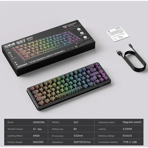 ONIKUMA G67 Wired Rapid Trigger RGB Gaming Keyboard