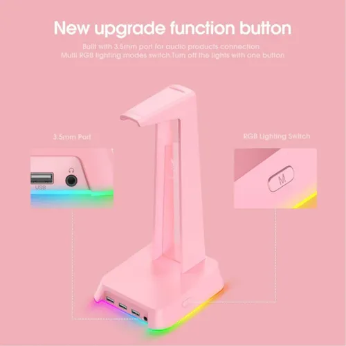 ONIKUMA ST-2 RGB Gaming Headphone Stand with 3 USB and 3.5mm AUX Ports
