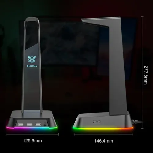ONIKUMA ST-2 RGB Gaming Headphone Stand with 3 USB and 3.5mm AUX Ports