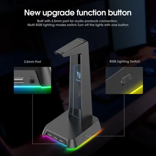 ONIKUMA ST-2 RGB Gaming Headphone Stand with 3 USB and 3.5mm AUX Ports