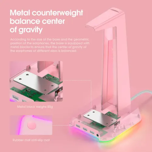 ONIKUMA ST-2 RGB Gaming Headphone Stand with 3 USB and 3.5mm AUX Ports