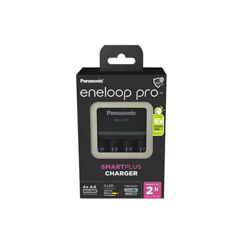 Panasonic BQ-CC55 Battery Charger with 4 Eneloop AA Pre-Charged Rechargeable Batteries