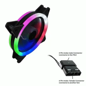 PC COOLING RAINBOW RGB MOLEX LED FAN