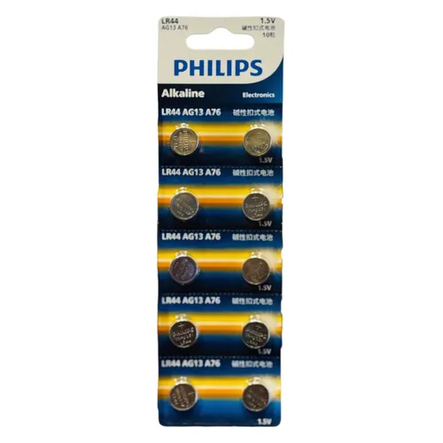 Philips LR44 P10BC/93 15.V Alkaline Batteries - 10 Pieces