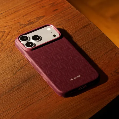 Pitaka Summa Argyle Burgundy Case for iPhone 18 Series