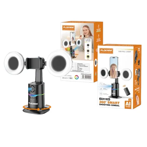 Plokama AUTO-A20 Pro Gimbal Auto Face Tracking 360 Smart Shooting Gimbal with - 2 Lights