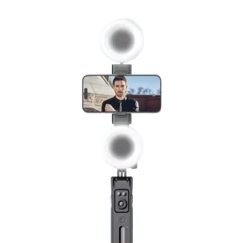 Plokama Auto-A7 pro AI 360° Rotating Tripod Portable Selfie Stick with Automatic AI Face Tracking With LED Fill Light