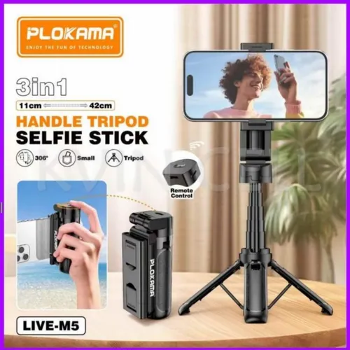 Plokama Live-M5 3-in-1 Handle Tripod Selfie Stick