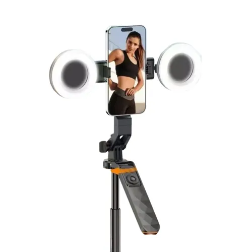 Plokama Live-P10 Pro Selfie Stick Tripod With LED Fill light And Bluetooth Remote
