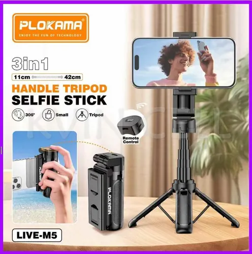 PLOKAMA M5 Extendable Grip Tripod Mini Selfie Stick