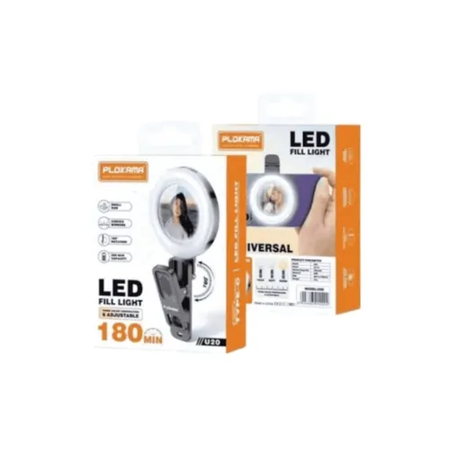 Plokama U20 LED Mini Mirror Clip Selfie Ring Light