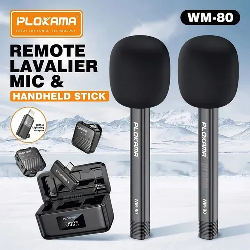 Plokama WM-80 Remote Lavalier Microphone & Handheld Stick