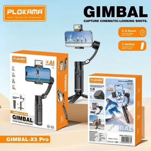 PLOKAMA-x5 Pro Tripod AI with Ring Magnetic for Smartphone Gimbal