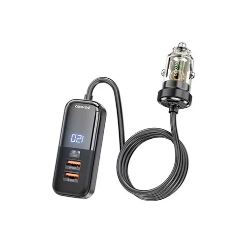 Porodo 120W Transparent Multi Port Car Charger with Rear Expansion