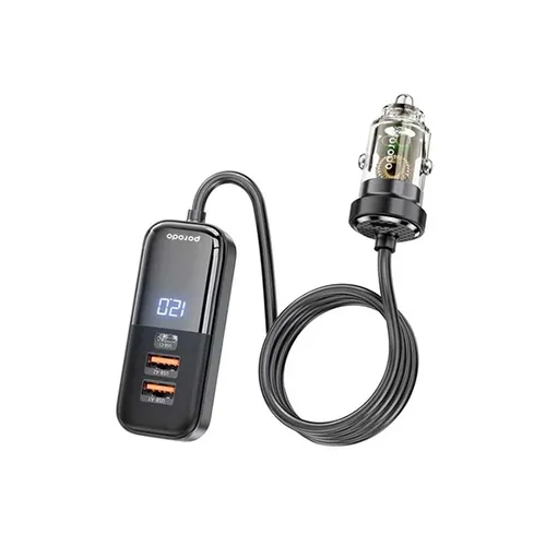 Porodo 120W Transparent Multi Port Car Charger with Rear Expansion