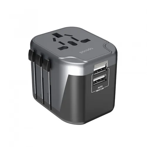 Porodo 2.4A Dual USB Port Universal Travel Adapter