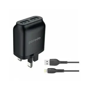 Porodo 2.4A Dual USB Wall Charger