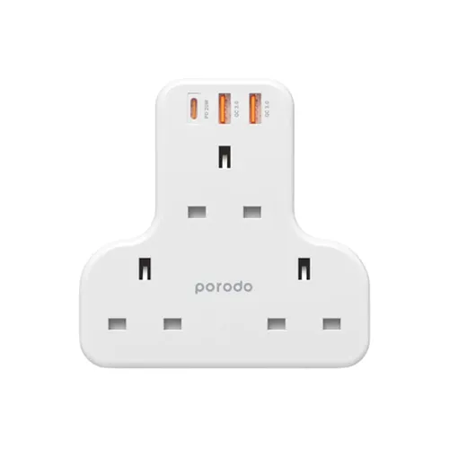 Porodo 3 AC Outlet + Fast Charging USB Multi-Port Wall Socket
