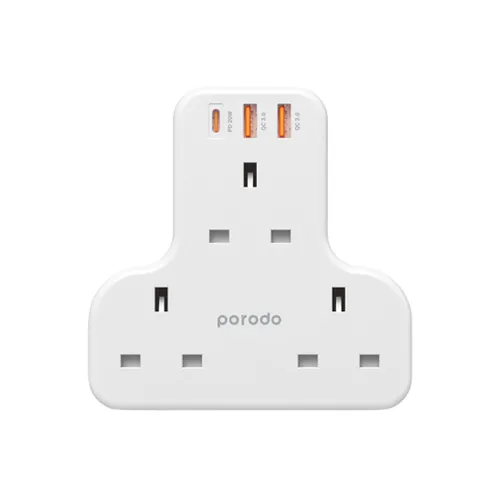 Porodo 3 AC Outlet + Fast Charging USB Multi-Port Wall Socket