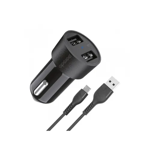 Porodo 3.4A Dual USB Car Charger with Micro USB Cable