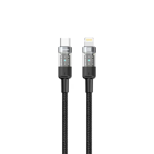 Porodo Braided 30W PD C To Lightning Fast Charging Cable With Transparent Head 1.2M