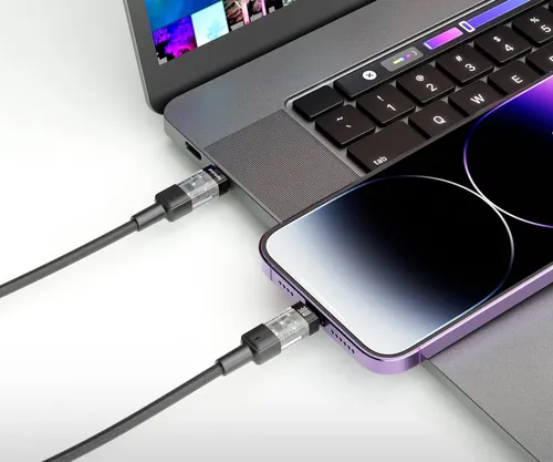 Porodo Braided 30W PD Type-C To Lightning Fast Charging Transparent Cable