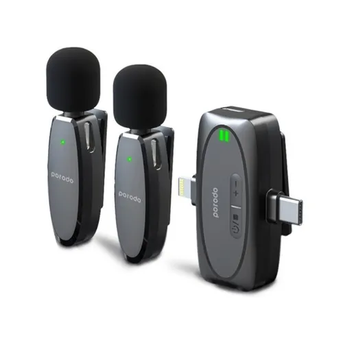Porodo Dual Connector Lavalier Microphone Dual Mic