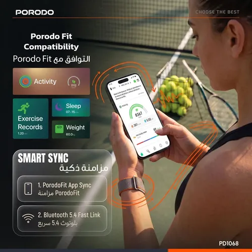 Porodo TrackFit Evo Smart Health Tracking Band with Adjustable &amp; Durable Strap