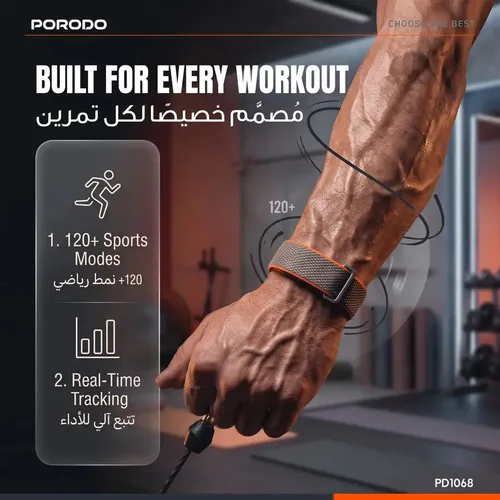 Porodo TrackFit Evo Smart Health Tracking Band with Adjustable &amp; Durable Strap