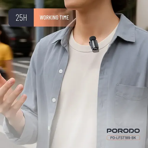 Porodo Wireless Lavalier Microphone for iPhones with Lightning Connector