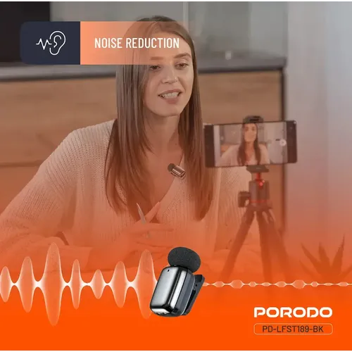 Porodo Wireless Lavalier Microphone for iPhones with Lightning Connector