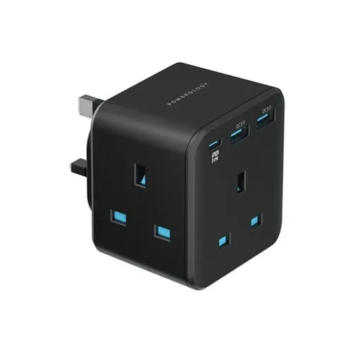 Powerology 3-Outlet Wall Socket With Fast Charging USB
