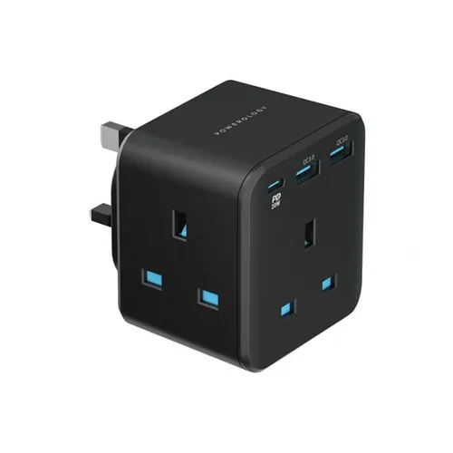 Powerology 3-Outlet Wall Socket With Fast Charging USB