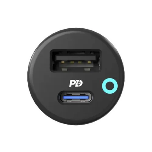 Powerology 32W Dual Port USB Car Charger with Type-C to Lightning Cable