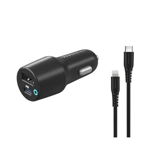 Powerology 32W Dual Port USB Car Charger with USB-C to Lightning Cable – PCCSR006