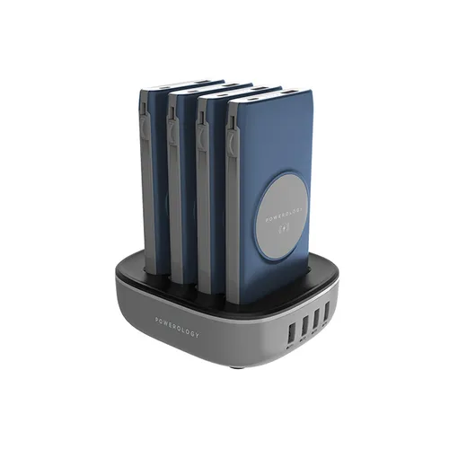 Powerology 4-in-1 Wireless 100000mAh Power Bank Station with Lightning and Type-C Cable
