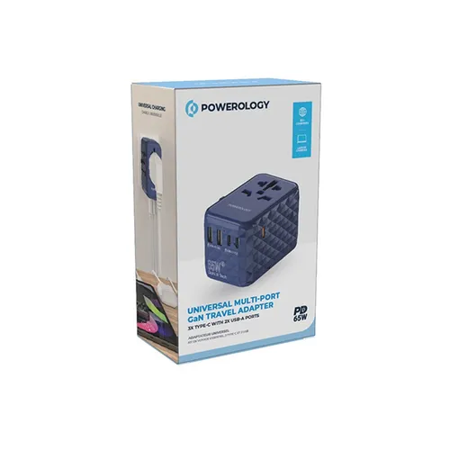 Powerology 65W PD Universal Multi-Port GaN Travel Adapter