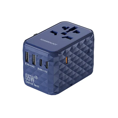 Powerology 65W PD Universal Multi-Port GaN Travel Adapter