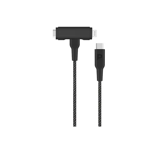 Powerology Braided Type-C to Type-C and Lightning 2 in 1 Cable