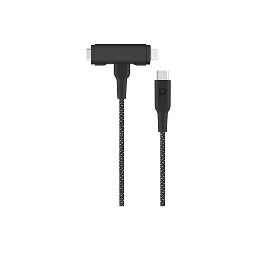 Powerology Braided Type-C to Type-C and Lightning 2 in 1 Cable