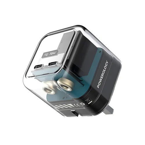 Powerology Crystalline Series 35W Dual PD GaN Charger With Folding Plugs