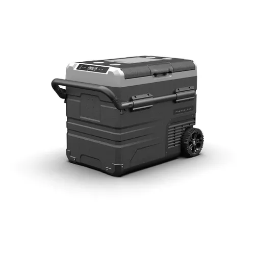 Powerology Smart Portable Fridge And Freezer 45 Liters Versatile Cooler For Outdoor Adventure With Detachable Wheels
