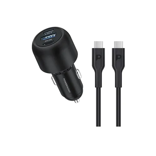Powerology Ultra Quick 130W Dual USB-C with USB-A Car Charger