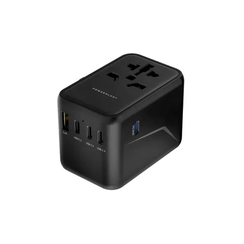 Powerology Universal Multi-Port Travel Adapter with 4 Type-C Ports P65W4PD-GY