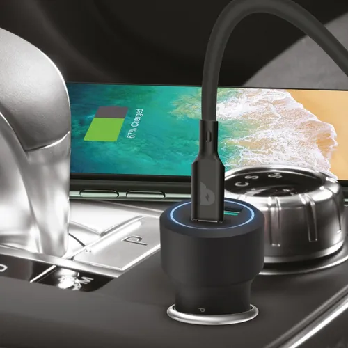 Powerology USB C Car Charger Dual Port 43W Type C PD Fast Power Delivery and Quick Charge 3.0