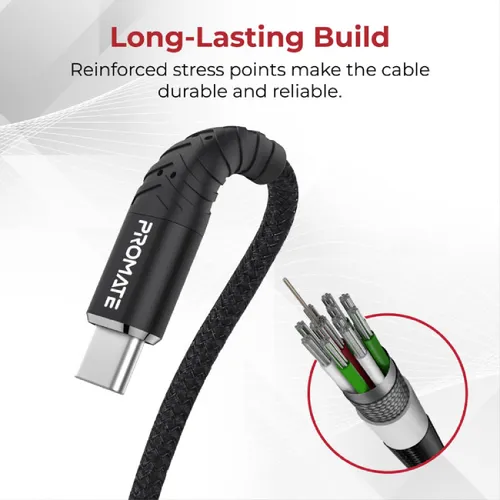 Promate Fabric Braided USB Type-C Cable