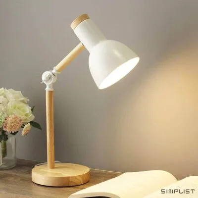 QLIGHA Nordic Wooden Folding Desk Lamp – Eye Protection Reading Table Lamp